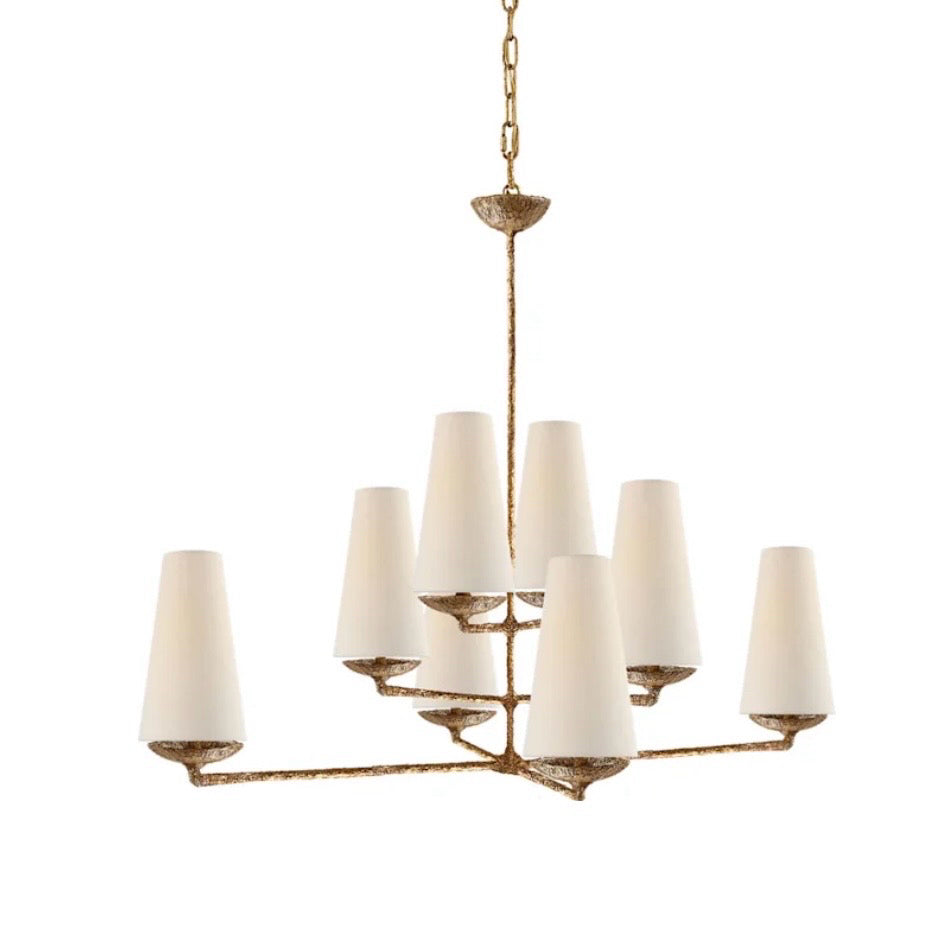 VISUAL COMFORT Chandelier, 'Fontaine' (ARN5205), Gilded Plaster, 39.5"W x 33.5"H
