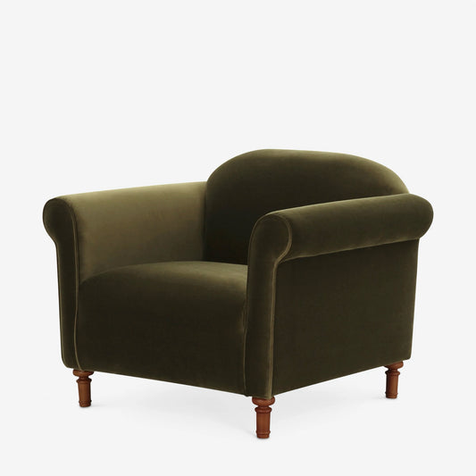 Rosati Velvet Accent Armchair, Loden / Deep Olive Green, 38" W x 33" D x 31" H