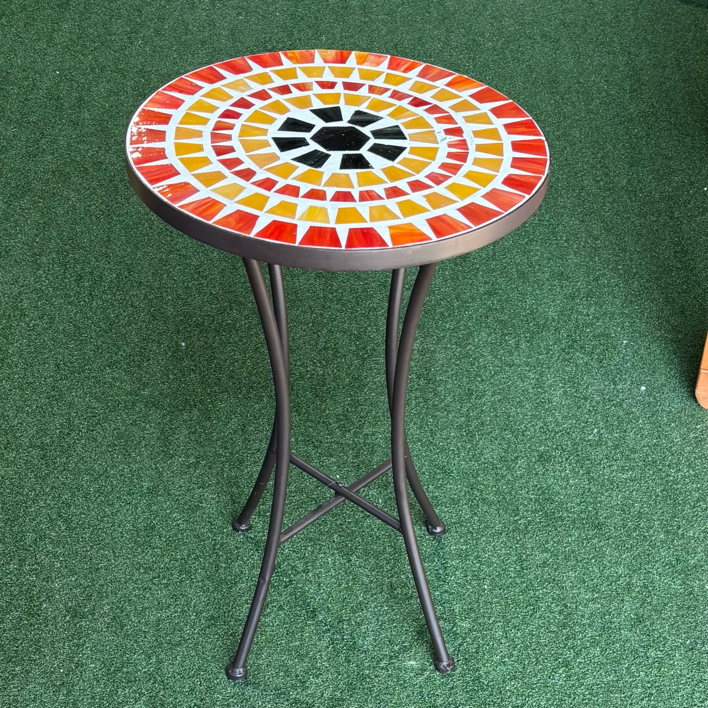 Mosaic Table with Black Metal Base 14" D x 21.5" H