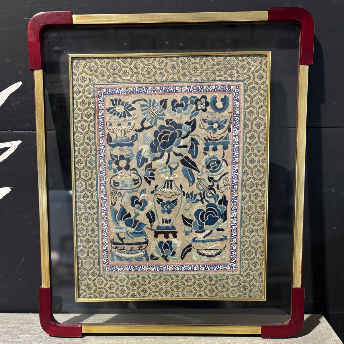 Antique Framed Chinese Embroidery Panel