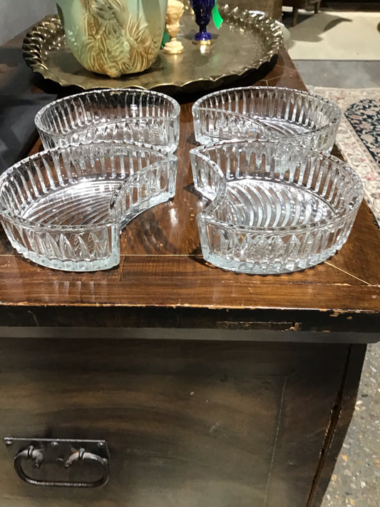SET of 4 Mikasa relish/ dip trays 5" L x 6.5 " W x 2 " D