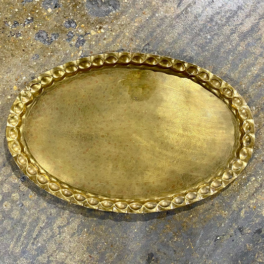 Large Brass Oval Tray, 29.5"W x 19.5"D x 1.5"H