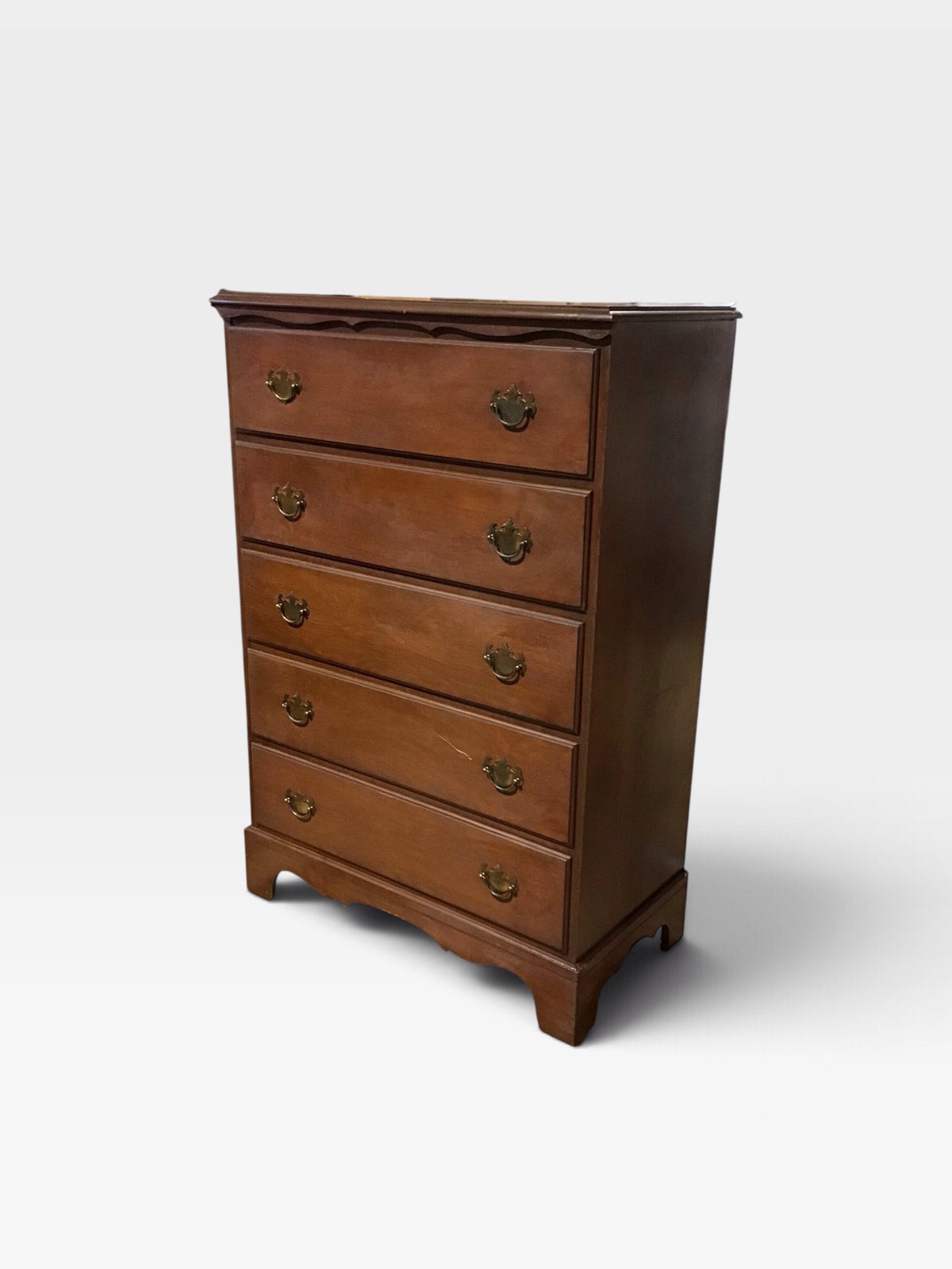 Colonial Style 5-Drawer Chest (AS IS) 32.5"W x 16.5"D x 48"H