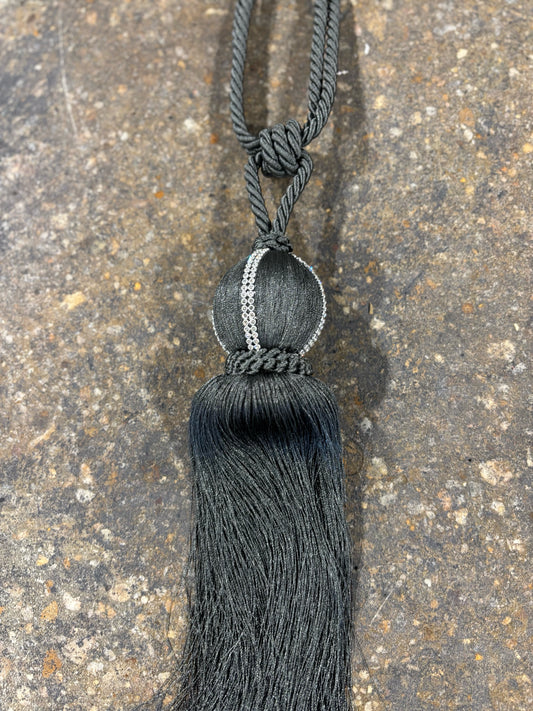 Gray Tassel with Rinestones 30" L x 3" W