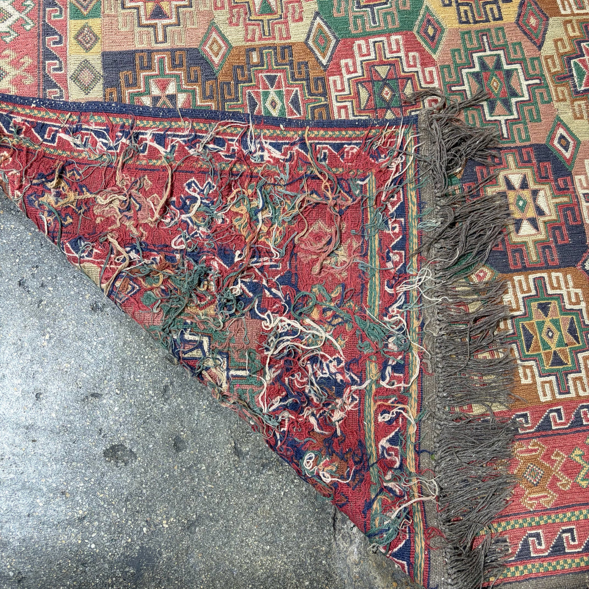 VTG Handwoven Afghan Soumak Wool Rug, 5'7" x 8'
