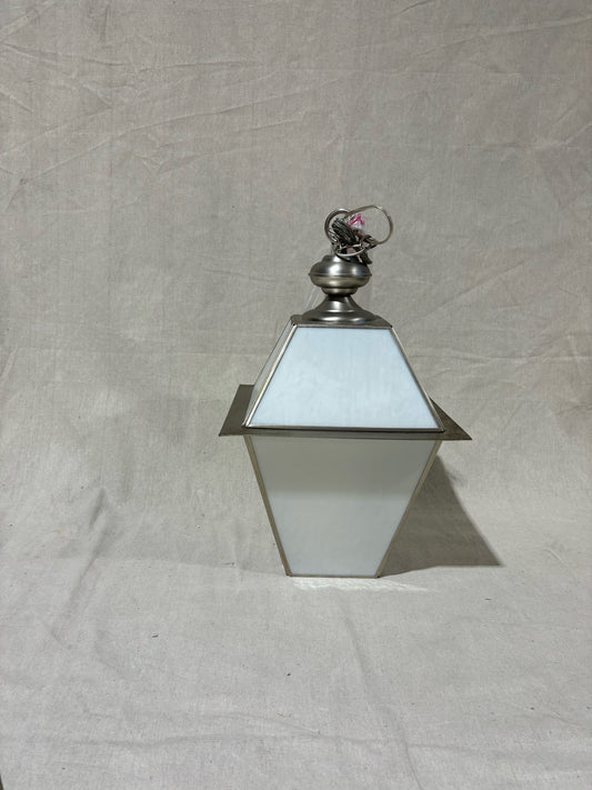 1-Pewter &  White Milk Glass Chandelier- 21Hx12W