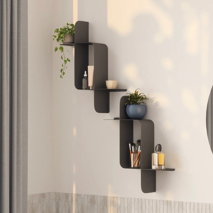 Montage Metal Wall Shelf (Set of 2), Black,  24"W x 6"D x 18.7"H