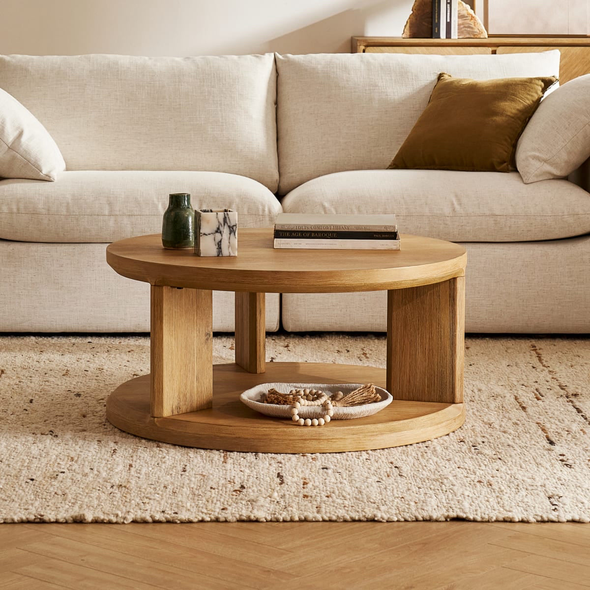 NEW Casa Round Coffee Table, Acacia, 33.5" W x 33.5" D x 15.7" H