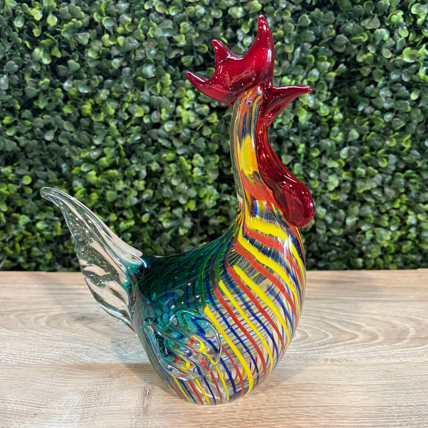 Hand-Blown Art Glass Rooster, 7"W x 3.5"D x 8.25"H