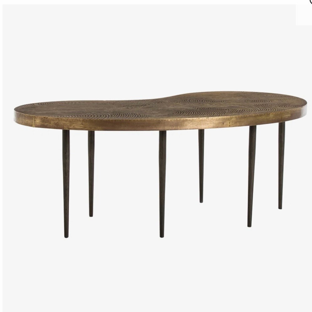 Sloan Coffee Table,  Wood & Brass, 44"W x 17"D x 16"H