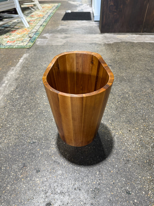 MCM style wood wastebin, 9"DIA x 12"H