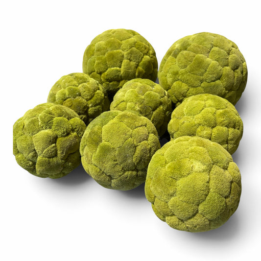 Set of 8 Faux Moss Balls, 6"Dia & 4'Dia