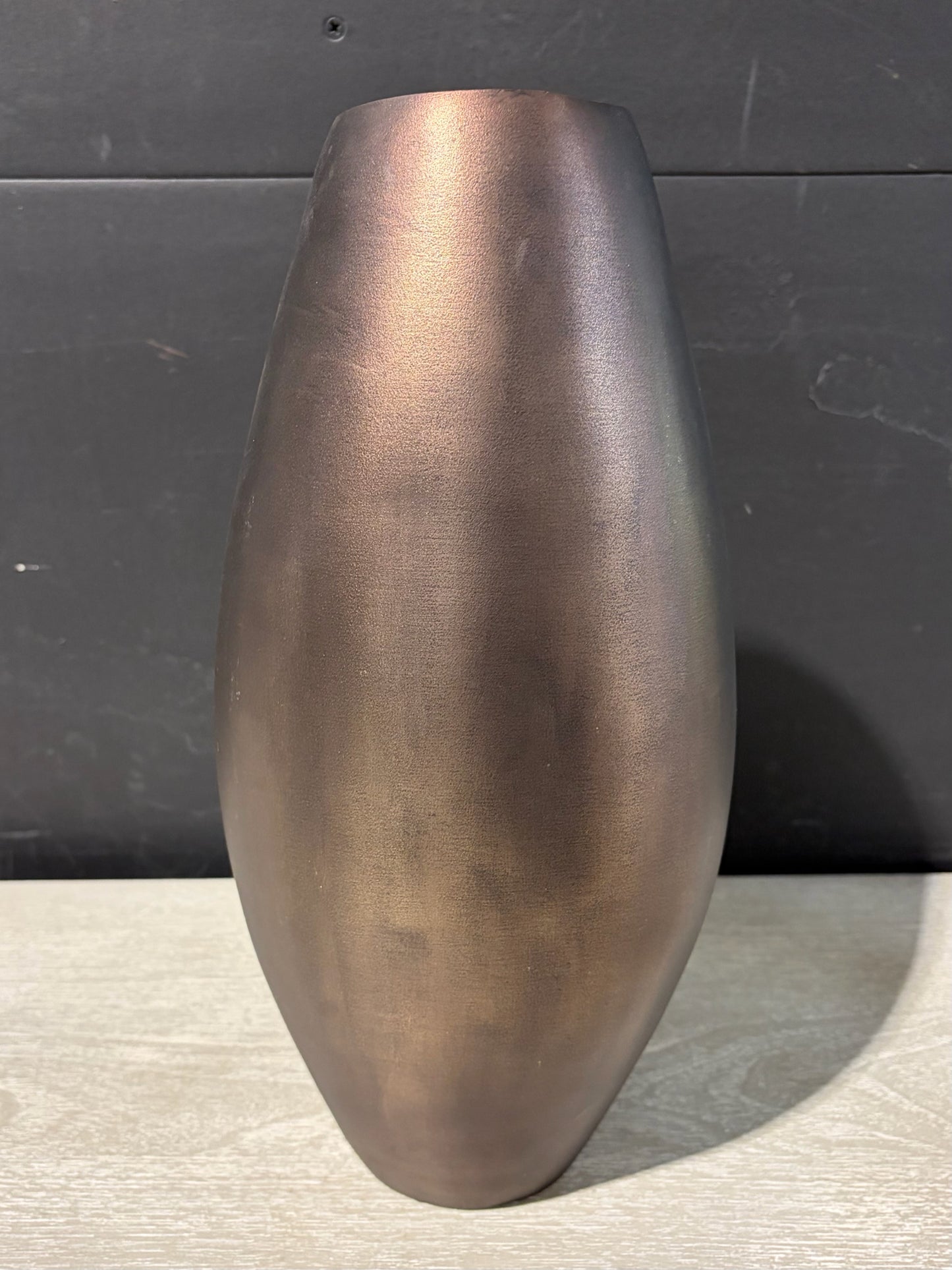 West Elm Organic Metal Vase, Dark Brass, 13.25"H x 7"W x 6"D