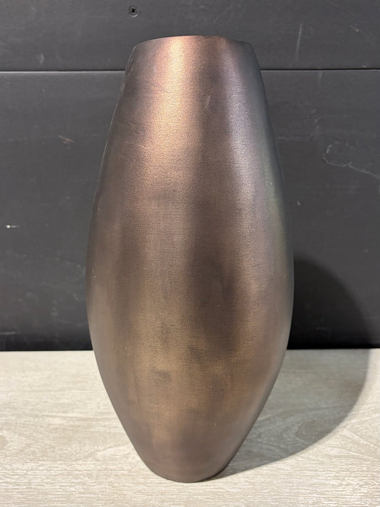 West Elm Organic Metal Vase, Dark Brass, 13.25"H x 7"W x 6"D