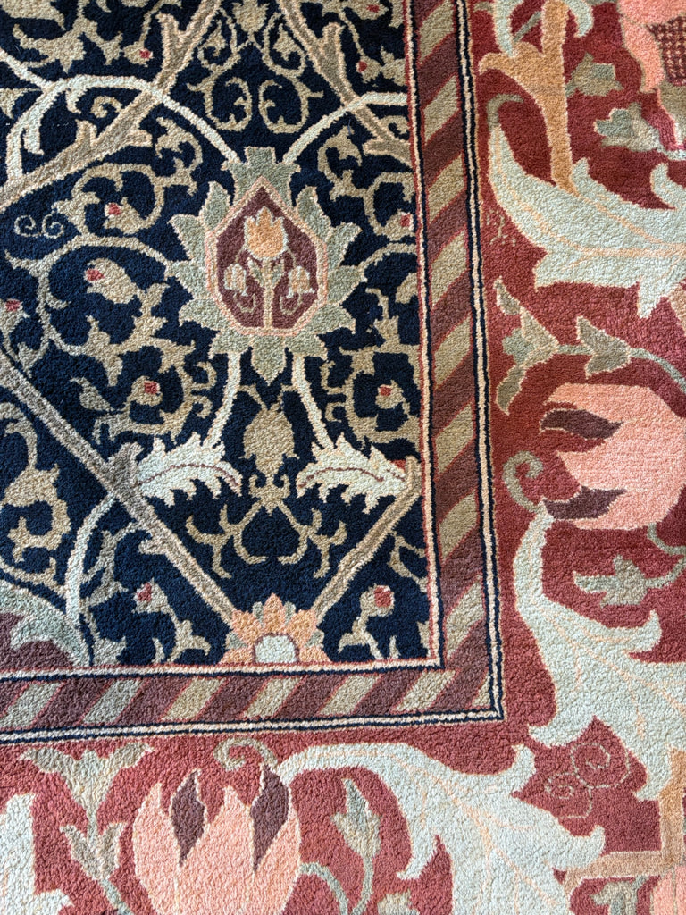 Persian Tabriz style rug, red/navy/cream, 18' x 12'