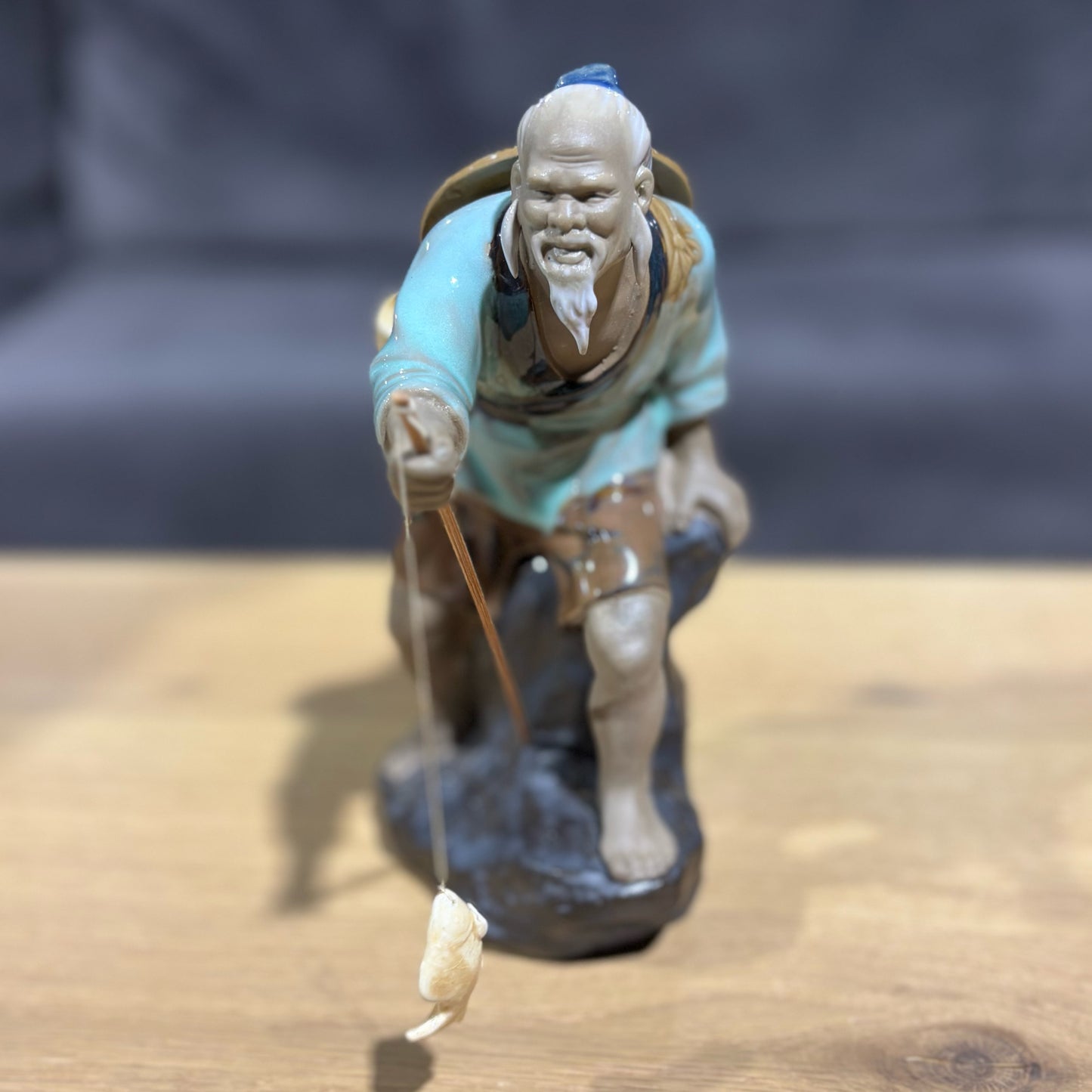 Vintage Chinese Fisherman 3" W x 5" D x 8" H