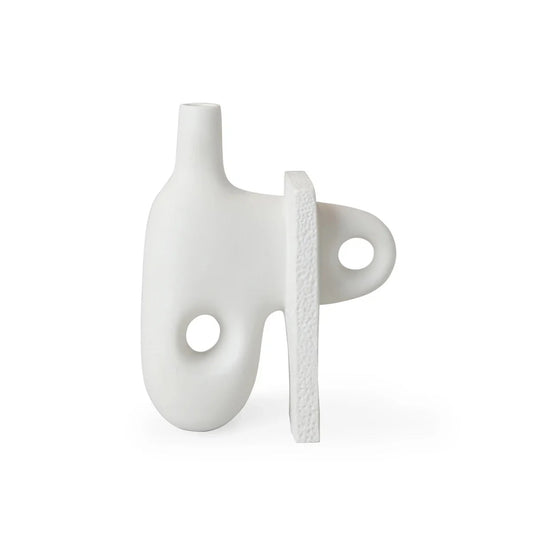 Paradox Small Vase, Jonathan Adler, White Porcelain, 10" W x 4" D x 7" H