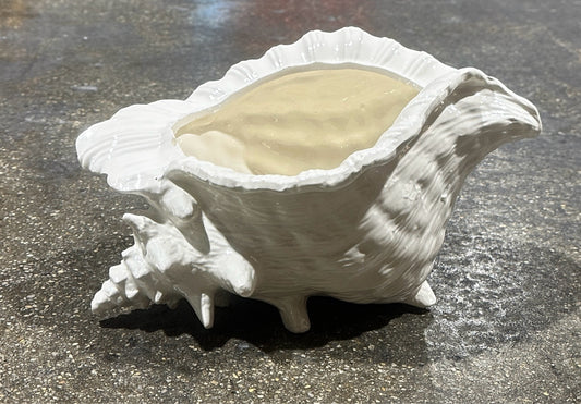 Ceramic Conch shell planter, 8"W x 12"L x 6"H