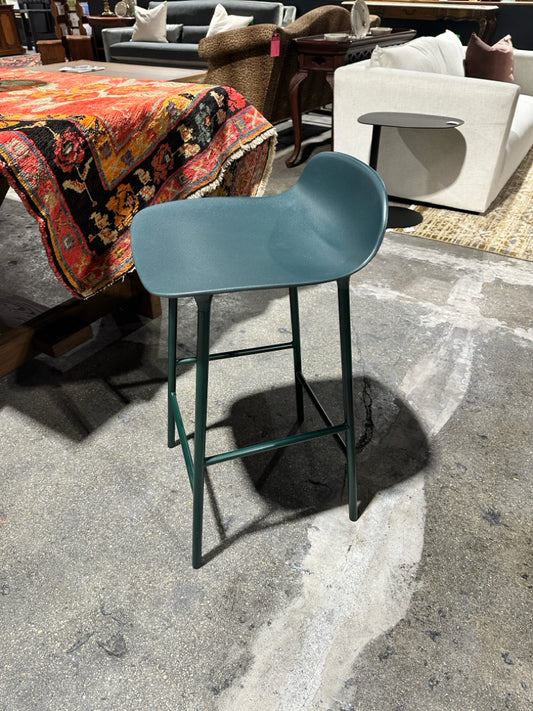 Form Counter Stool, Green / Steel , 26"
