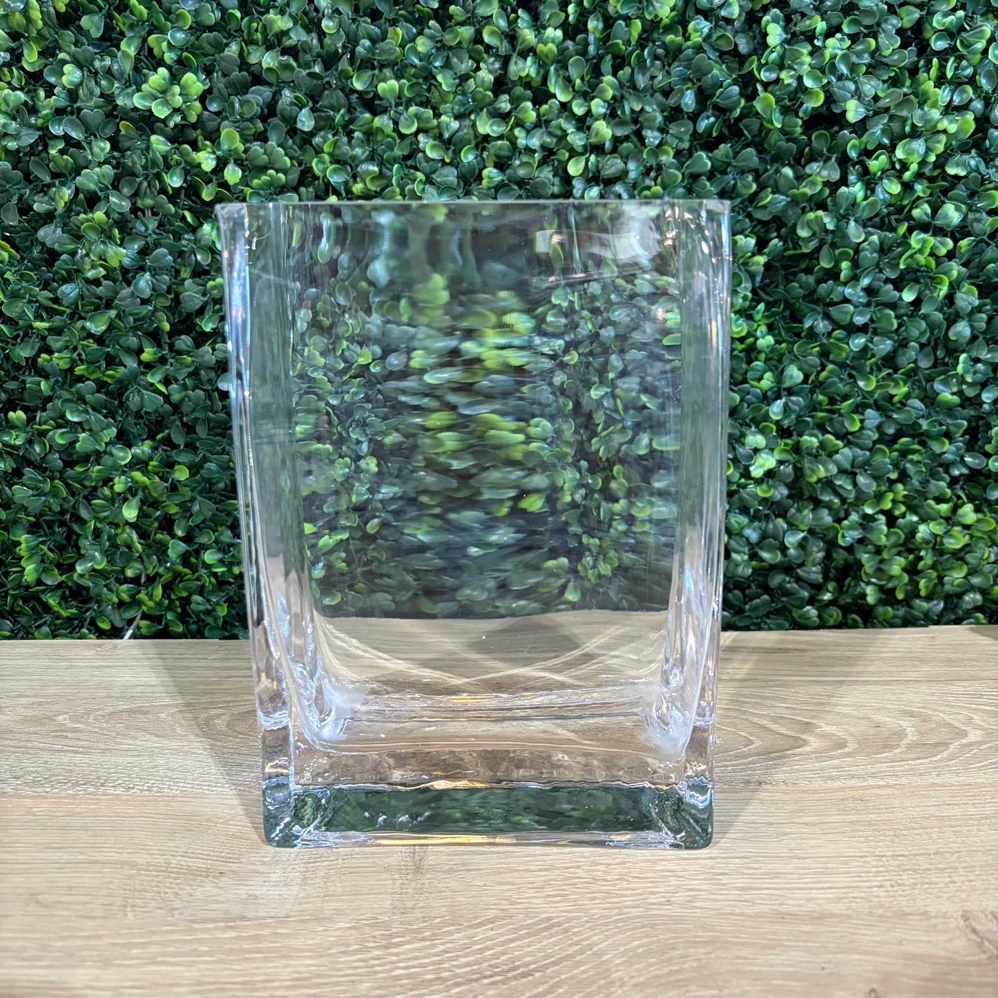 Rectangular Glass "Paperbag" Vase, 8"H x 5.75"W x 3"D