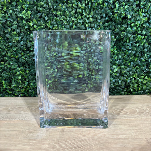 Rectangular Glass "Paperbag" Vase, 8"H x 5.75"W x 3"D