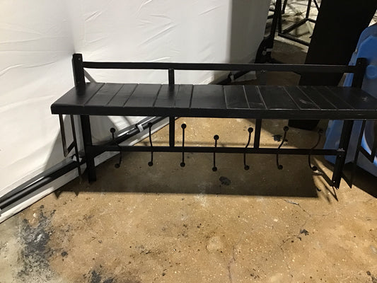 Black Iron Wall Shelf w/Hooks 36.25"W x10"D x18.5"H