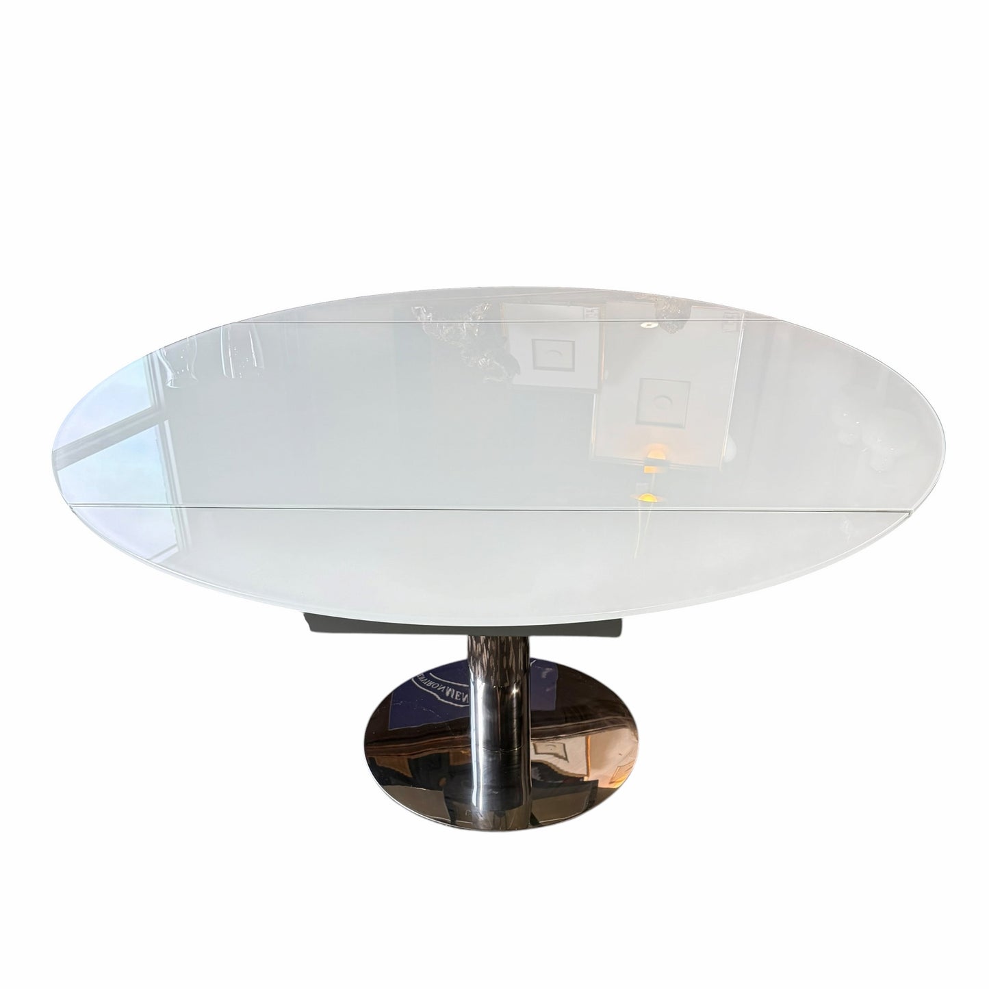 Chintaly Motion Extendable Dining Table, 57"Dia (35"W x 57"D) x 29"H