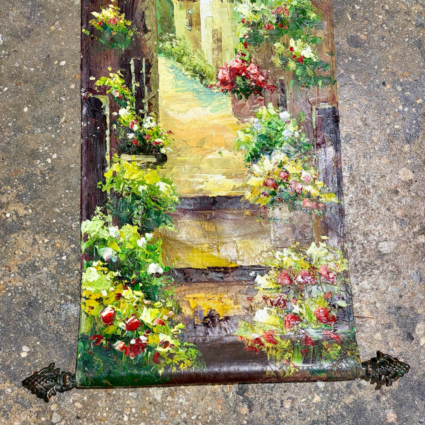 Tuscan Hand Painted Scroll, 39"H x 16.5"W x .5"D