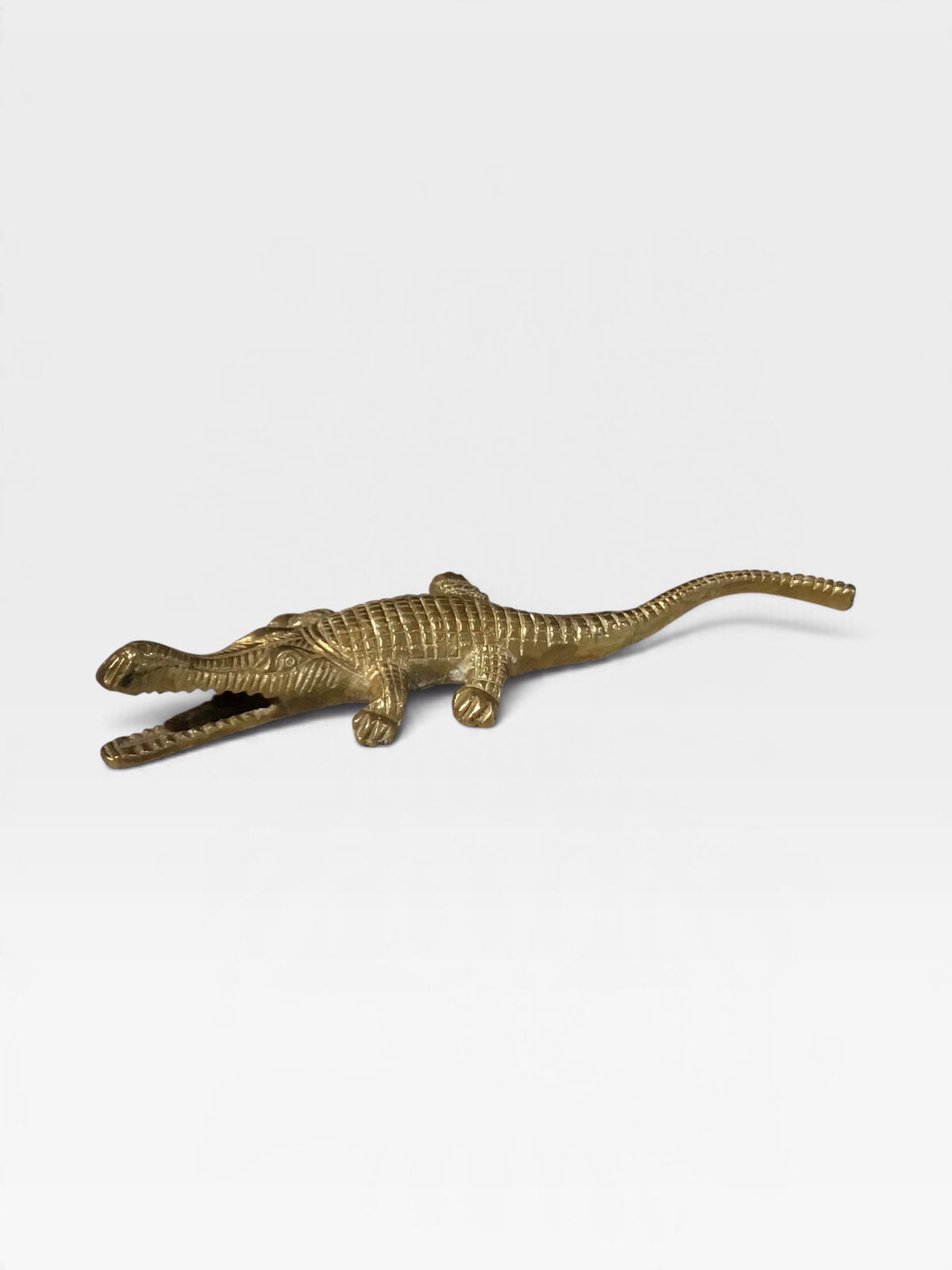 VTG Crocodile Brass Figurine 2"W x 8"L