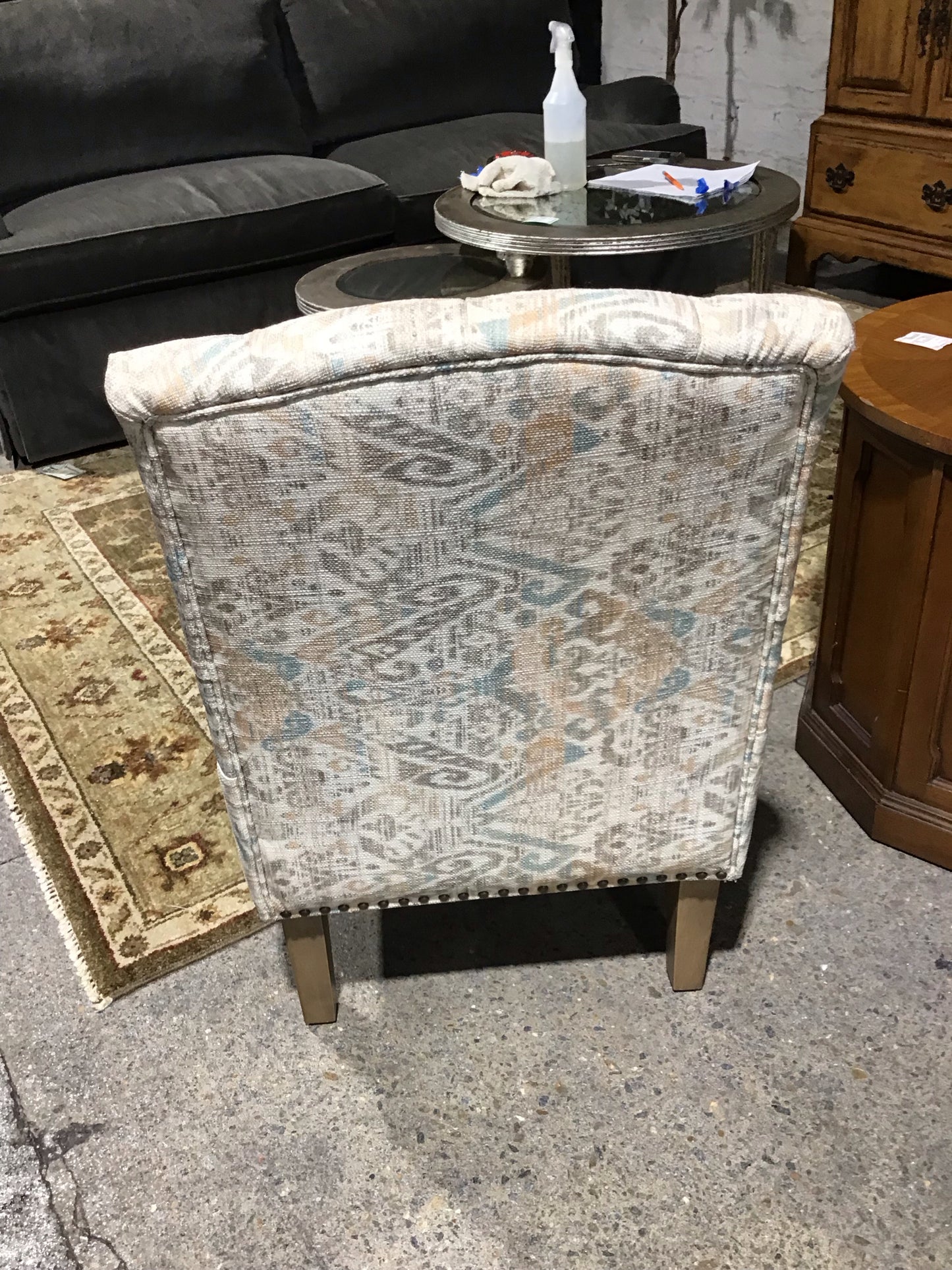 Tufted Occasional Chair With Nailhead Trim 22" L x 24"W x 32"H