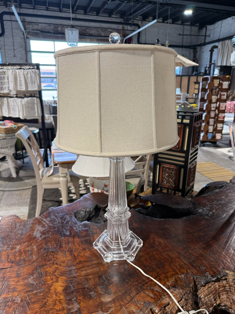 Crystal column table lamp, 30"H