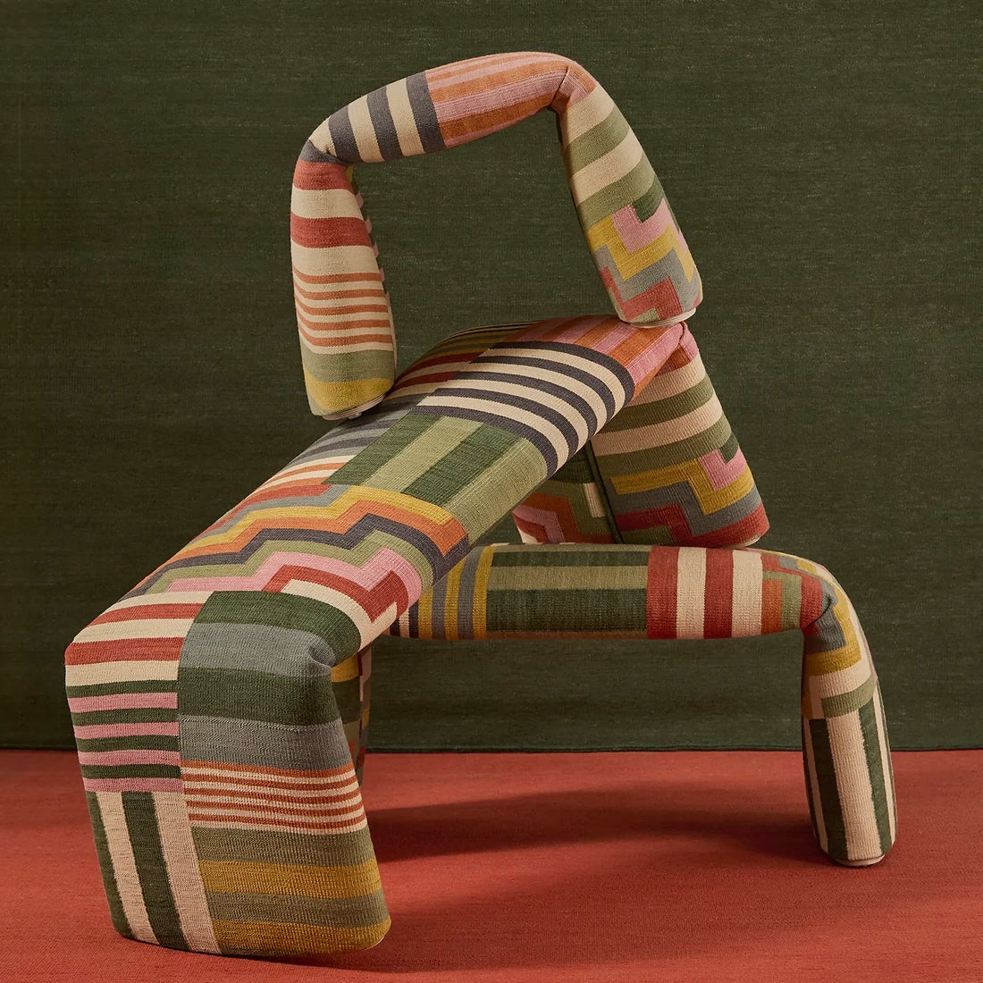 2Modern Nanimarquina Folded Pattern Bench, 38.2" W x 17.7" D x 17.7" H