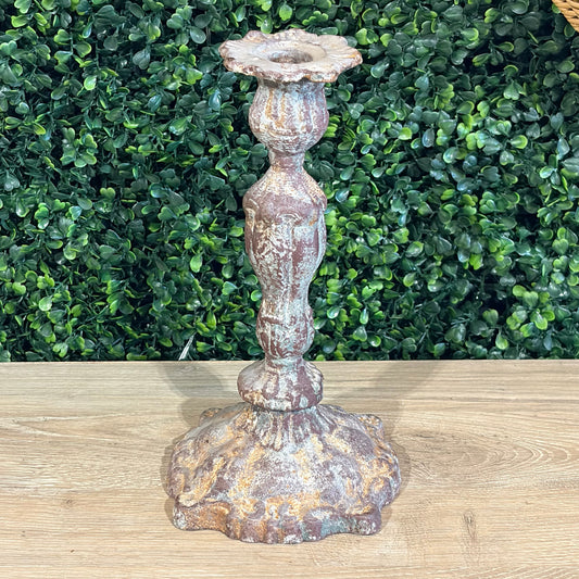 Metal Antiqued Candleholder, 10"H x 5.5"Dia