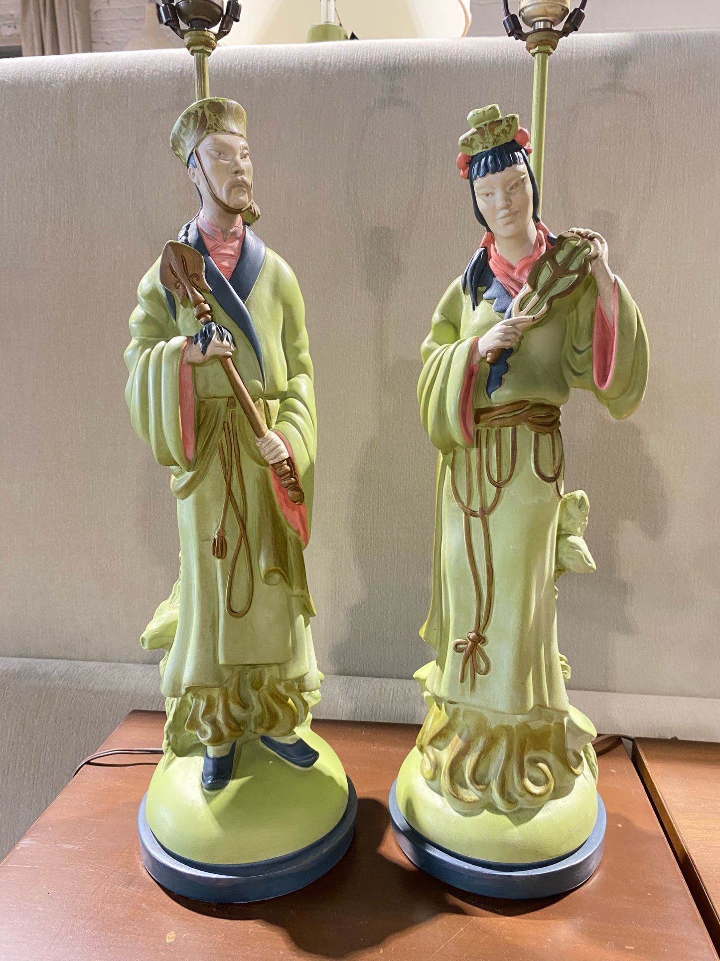 Pair of Original Earle Chapman Lamps, 34"H x 7"D