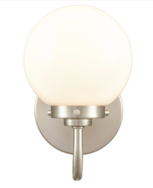 Fairbanks 8.5'' High 1-Light Sconce, Brushed Nickel/Opal, 5.5" W x 7.5" D x 9" H