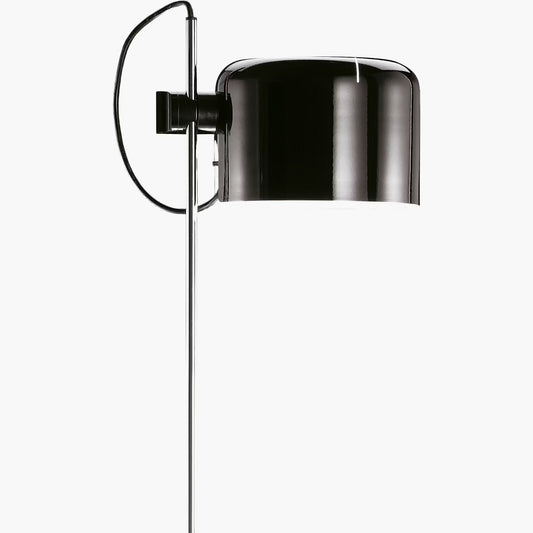 Oluce Coupè Floor Lamp, Lacquered Black & Chrome, 11" Dia x 58" H