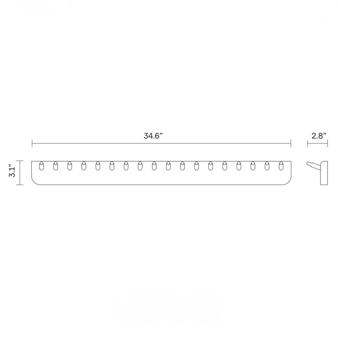Echo Coat Rack, White Oak, 34.6"W x2.8"D x 3.1"H