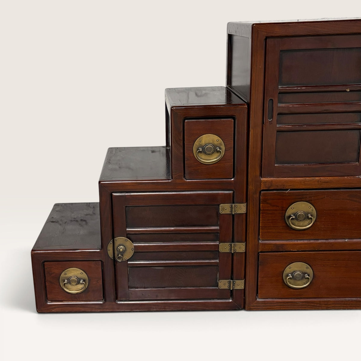 Double Sided Japanese Tansu Storage Cabinet, 35"H x 16"D x 86"W