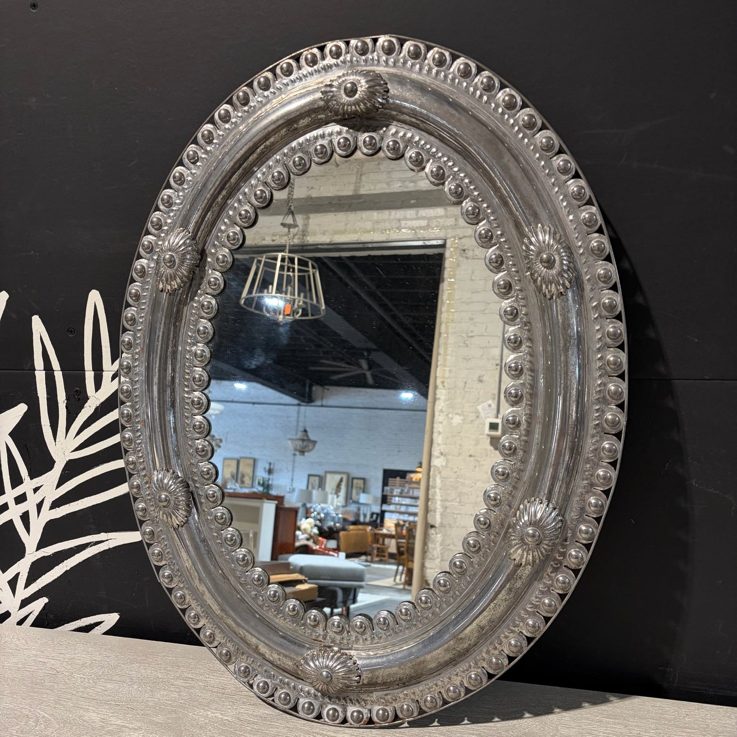 VTG Embossed Metal Mirror, 20.5"W x 26.25"H x 2"D