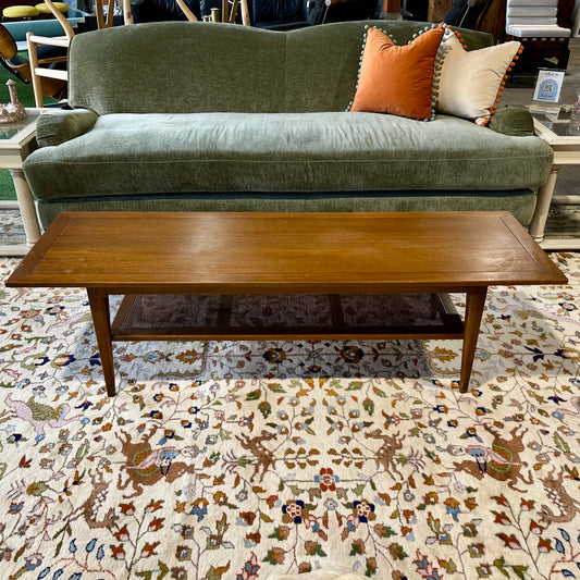 Vintage MCM Rectangular Coffee Table w/ Lower Shelf, 60" L x 19" W x 16.75" H