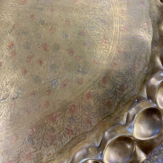 Large Brass Oval Tray, 29.5"W x 19.5"D x 1.5"H