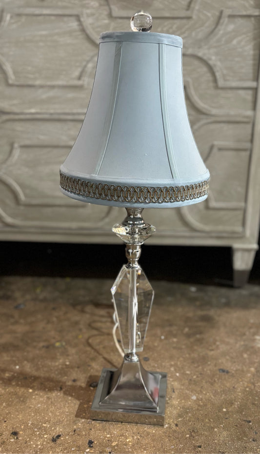 Lucite & Chrome Lamp 11" W x 11" D x 27.5" H