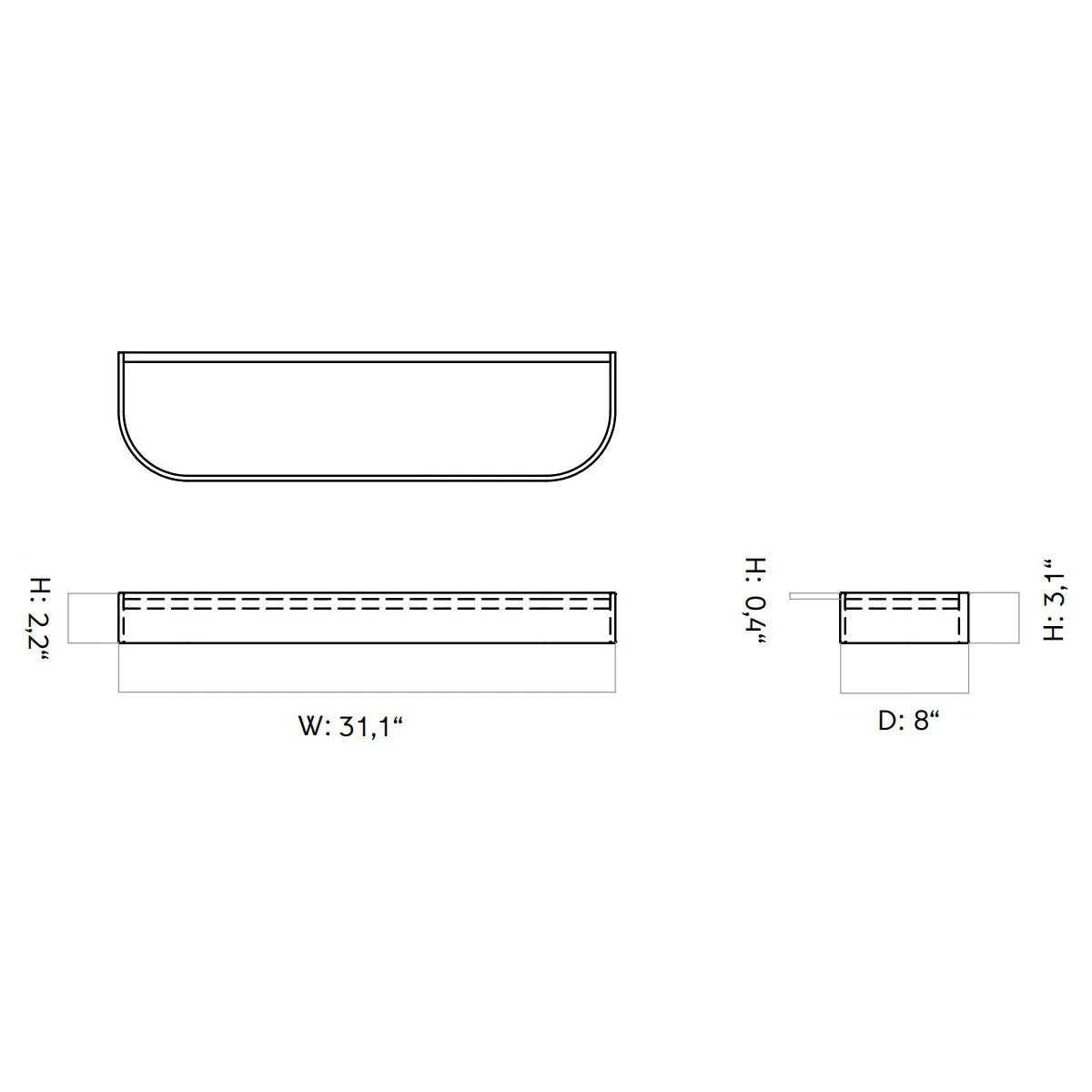 Epoch Shelf by Nina Bruun, Natural Oak & Fog, 31.1" W x 8" D x 2.2" H