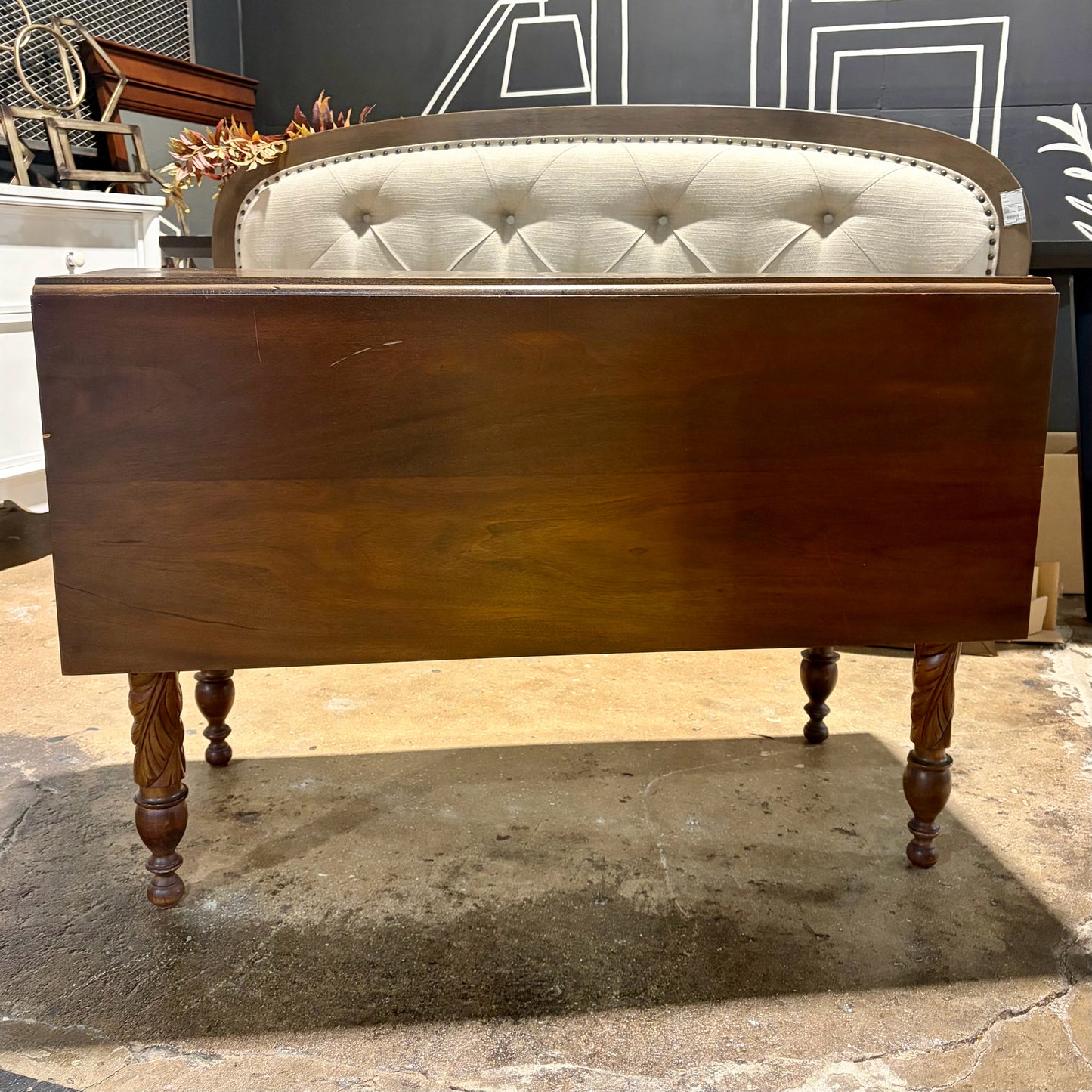 Antique Drop Leaf Table w/Carved Legs, Walnut, 50"L x 42"W x 28"H