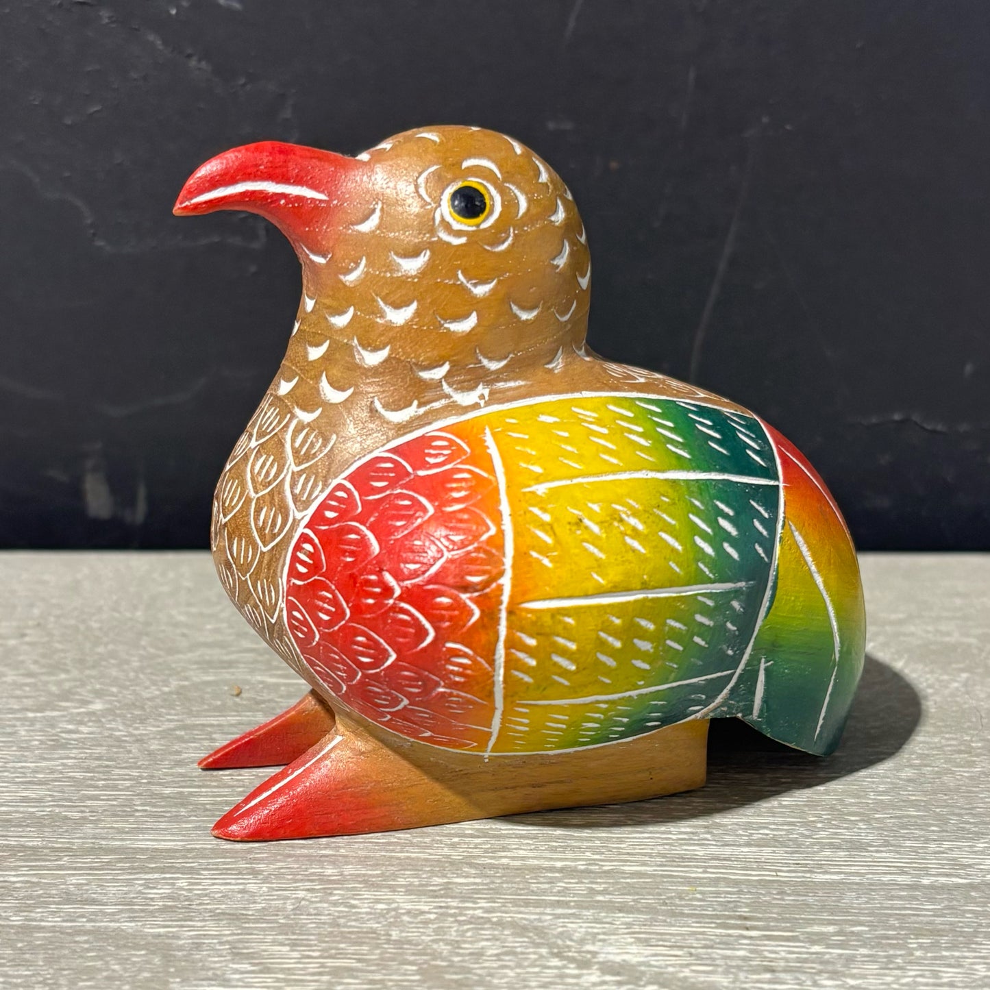 Colorful Wooden Bird 4.5" W x 4" D x 4" H