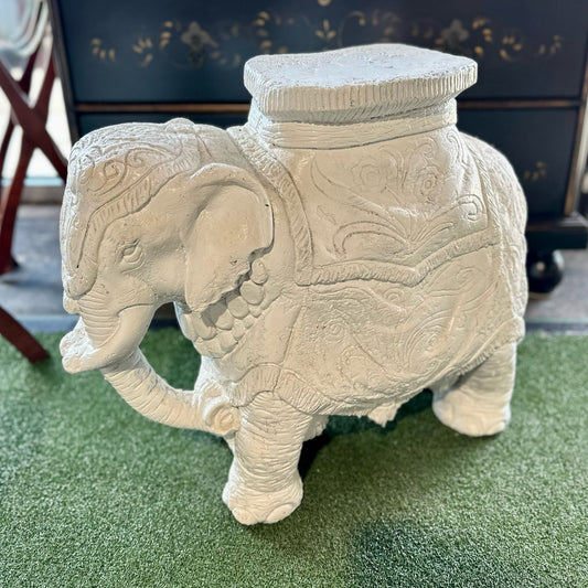 AS-IS Vintage Elephant Side Table / Plant Stand / Stool, 26" L x 12" W x 21" H
