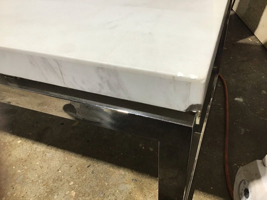 Nerissa Chrome/Metal/ Faux Stone Coffee Table As Is 50"L x 26" W x 18"H