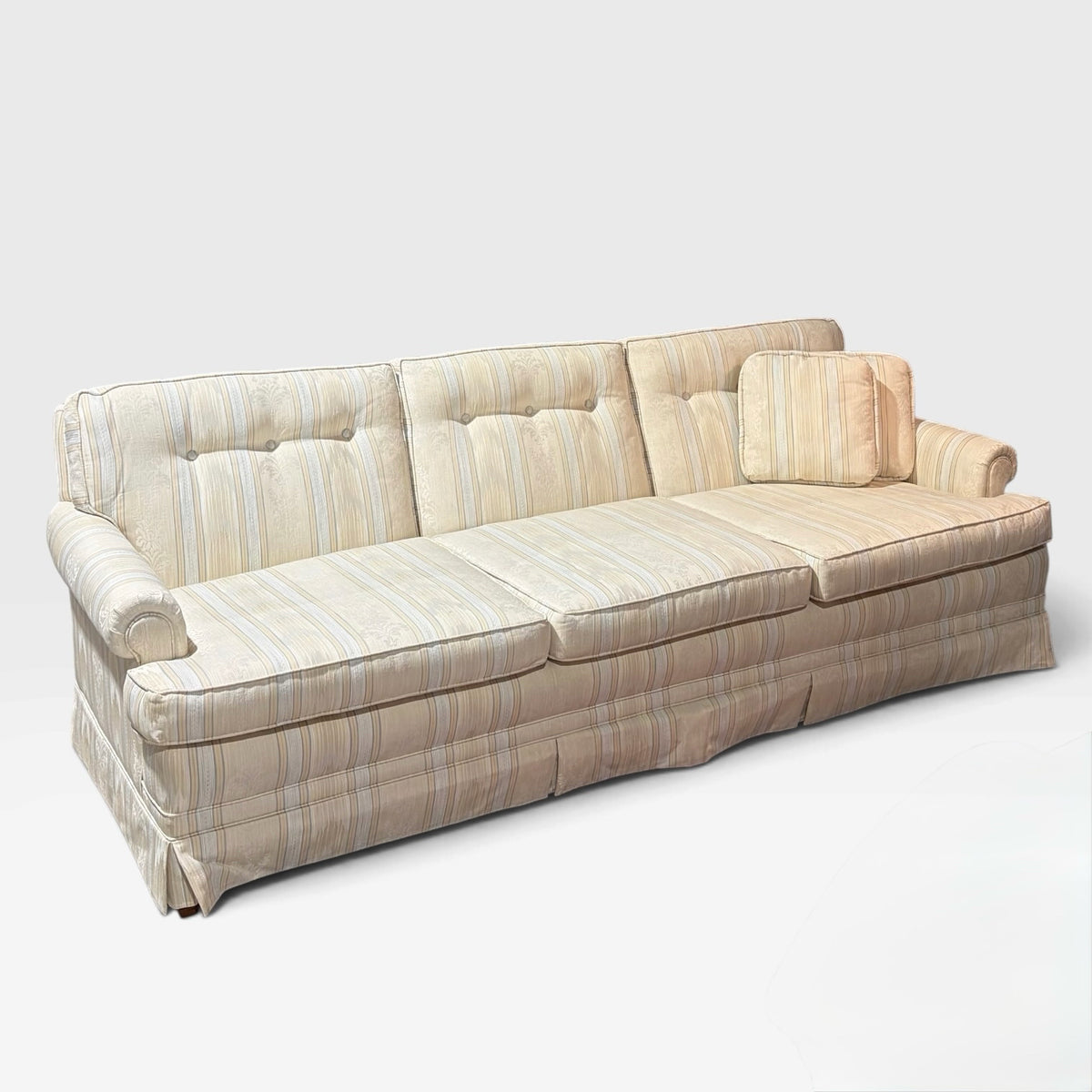VTG Beige Striped Sofa, 91"W x 36"D x 29"H