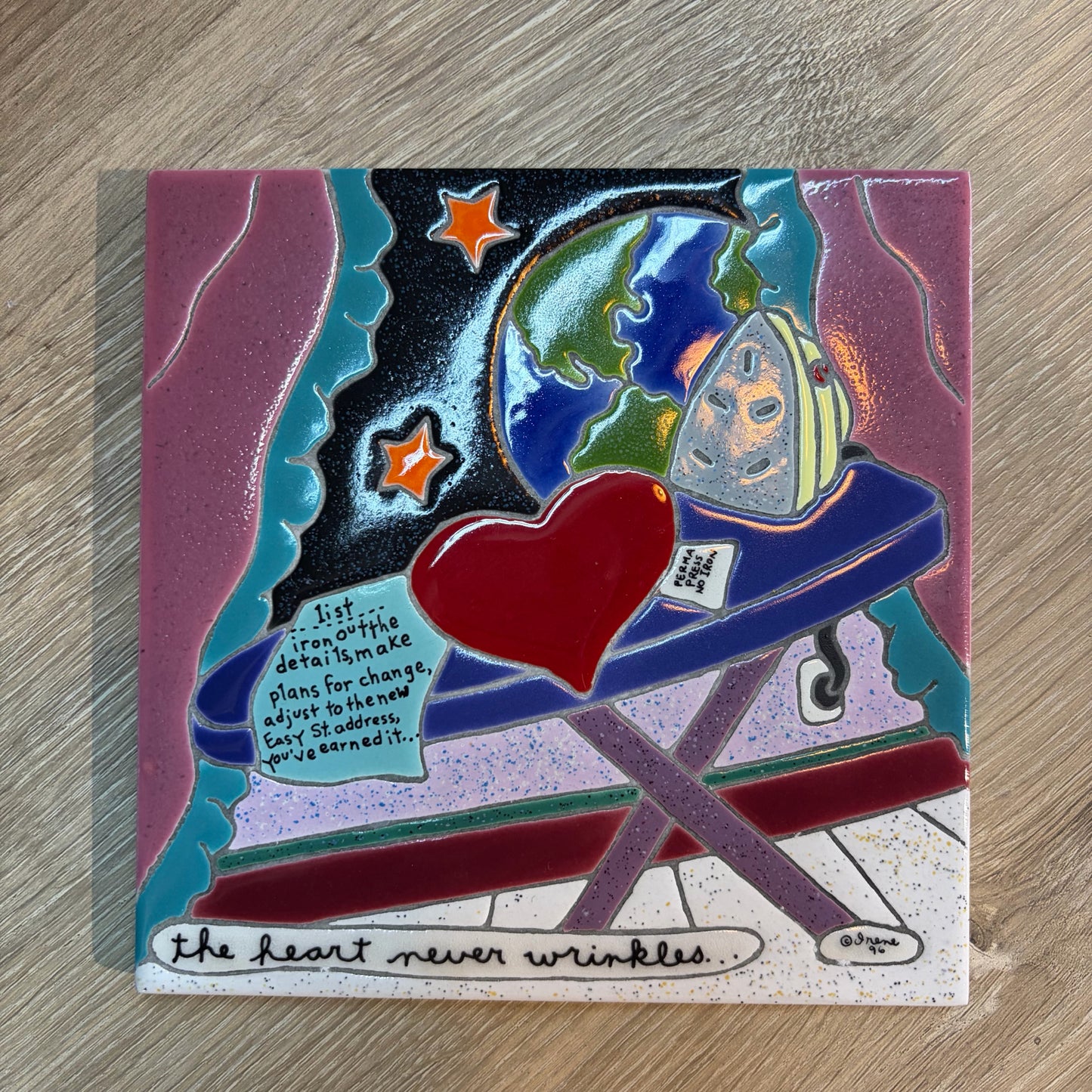 Irene Otis Art Tile "The Heart Never Wrinkles", 6"Square