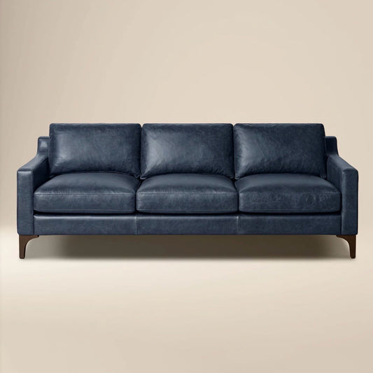 NEW Sorrento Leather Sofa, Nightfall Blue, 86" W x 37" D x 31.5" H